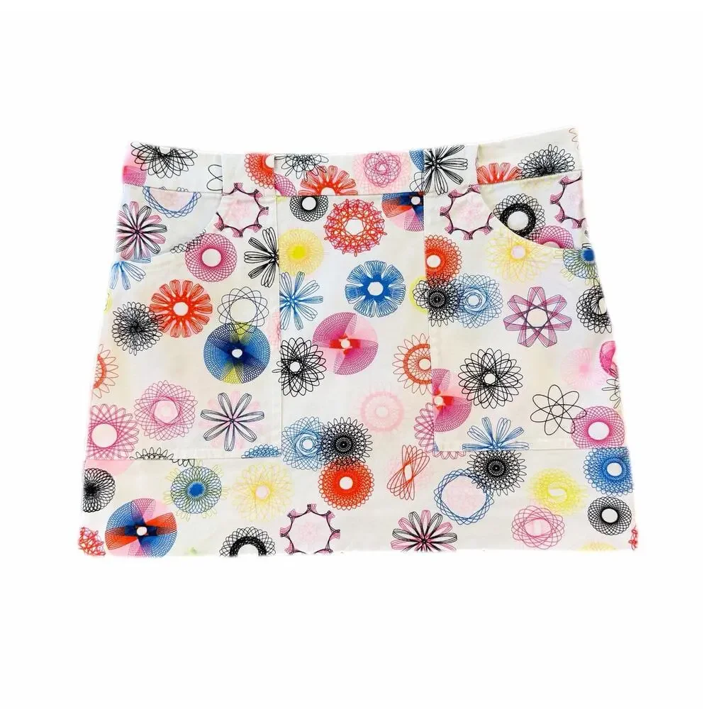 Kate Spade Saturday White Multi Color Spirograph Print Geometric Mini Skirt